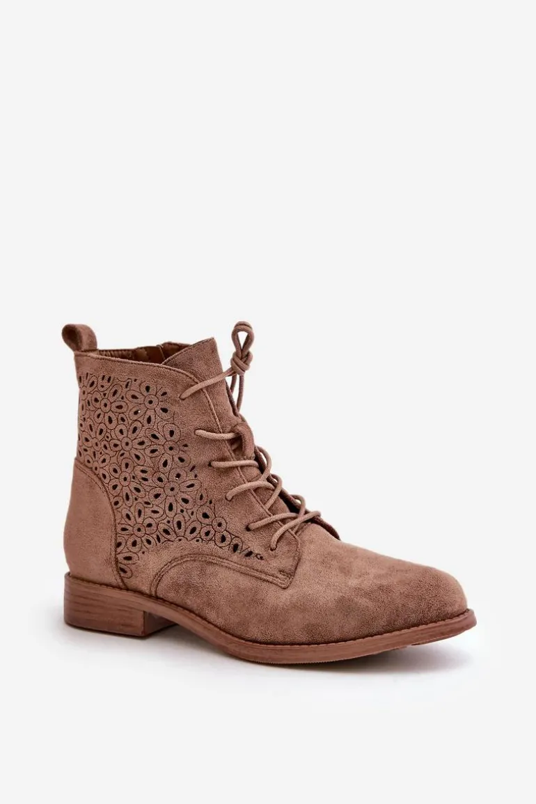 Damskie Botki Ze Wzorem Brązowe S.Barski HY66-136