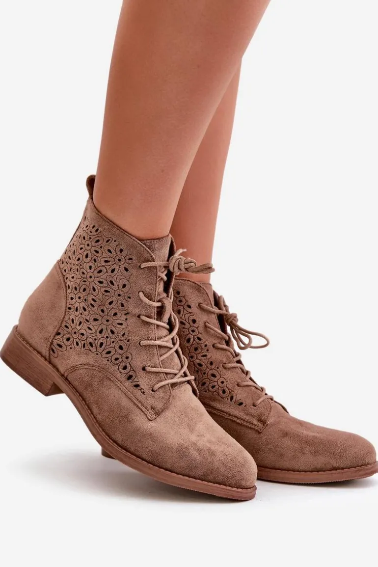 Damskie Botki Ze Wzorem Brązowe S.Barski HY66-136