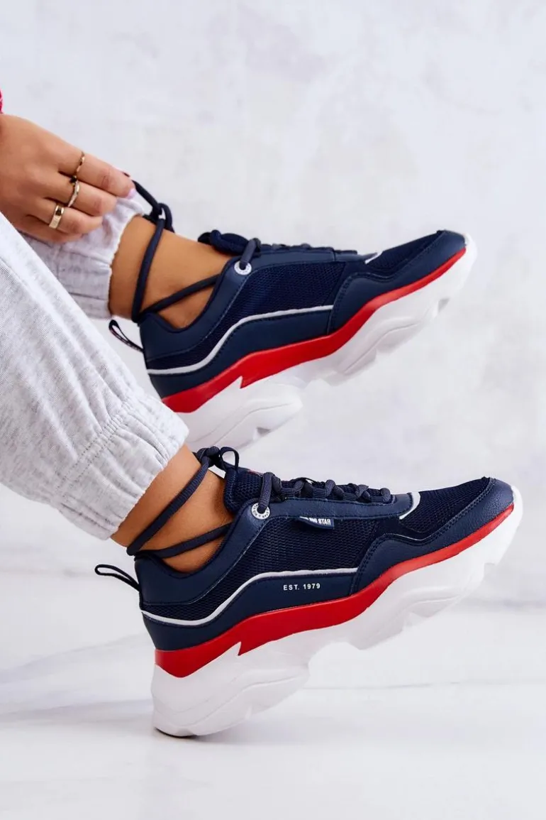 Damskie Buty Sportowe Big Star JJ274A117 Granatowe