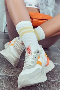 Damskie Buty Sportowe Big Star JJ274A411 Biało-Beżowe