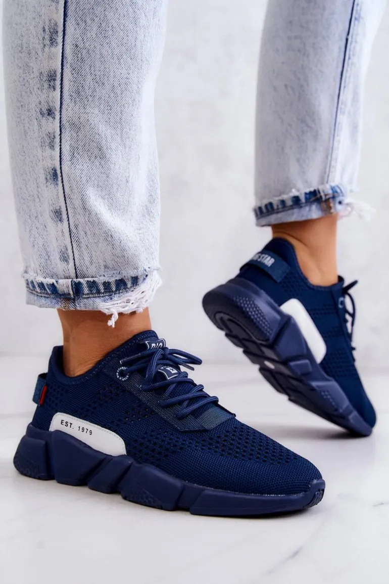 Damskie Buty Sportowe Memory Foam Big Star JJ274274 Granatowe