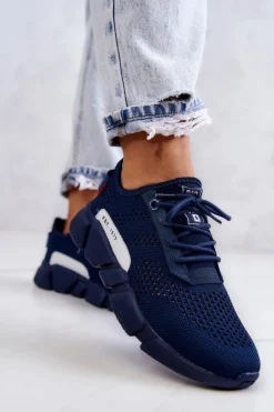 Damskie Buty Sportowe Memory Foam Big Star JJ274274 Granatowe