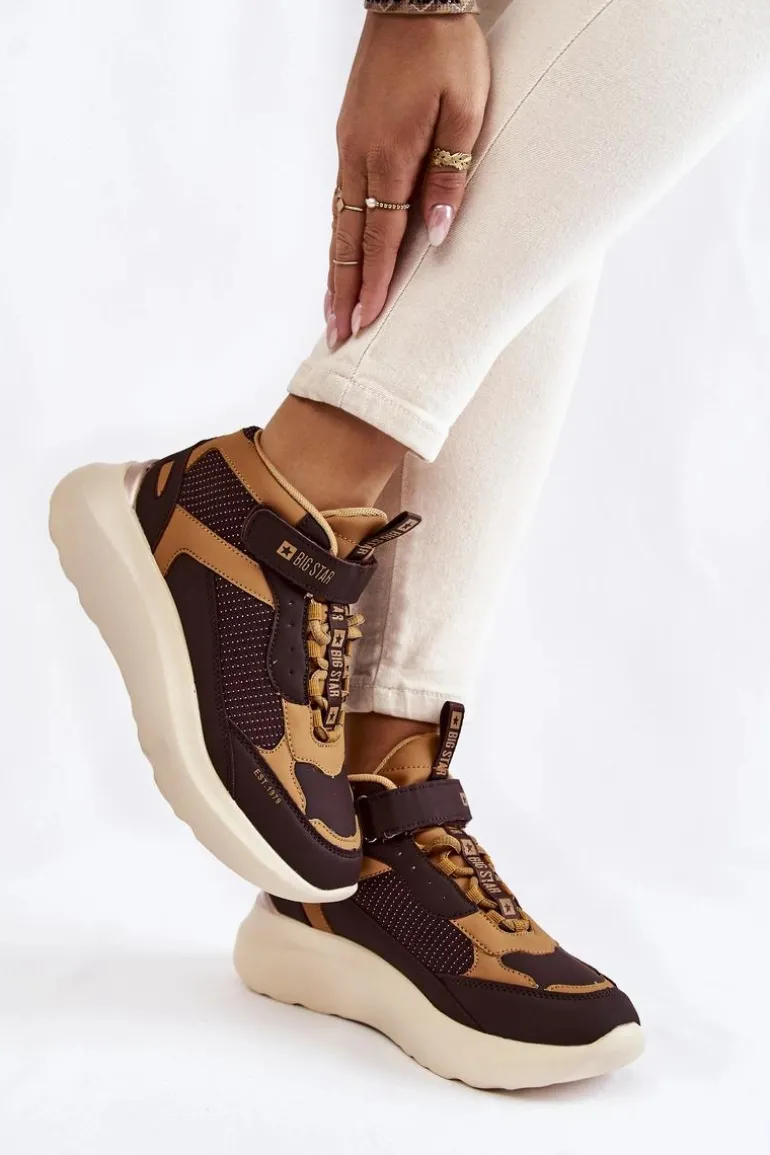 Damskie Buty Sportowe Memory Foam System Big Star KK274404 Brązowe