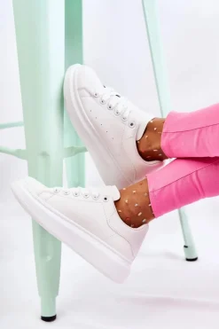 Damskie Buty Sportowe Na Platformie Białe Eliso