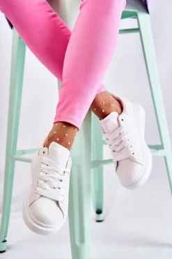 Damskie Buty Sportowe Na Platformie Białe Eliso