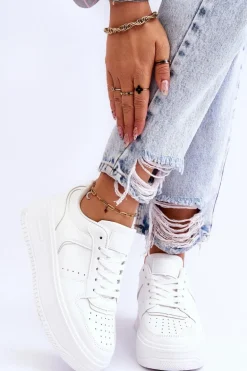 Damskie Buty Sportowe Na Wysokiej Platformie Białe Bexley