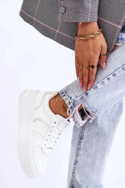 Damskie Buty Sportowe Na Wysokiej Platformie Białe Bexley