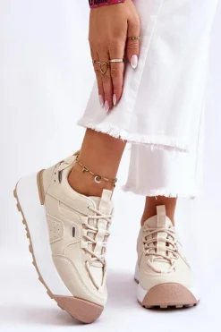 Damskie Buty Sportowe Na Platformie Jasnobeżowe Dakari