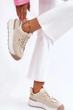 Damskie Buty Sportowe Na Platformie Jasnobeżowe Dakari