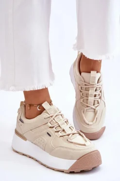 Damskie Buty Sportowe Na Platformie Jasnobeżowe Dakari