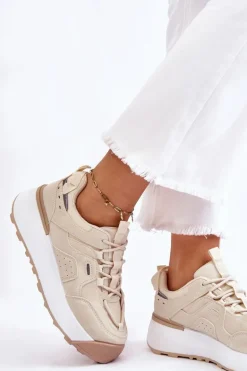 Damskie Buty Sportowe Na Platformie Jasnobeżowe Dakari