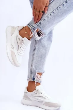 Damskie Buty Sportowe Na Platformie Białe Henley