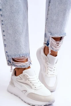 Damskie Buty Sportowe Na Platformie Białe Henley