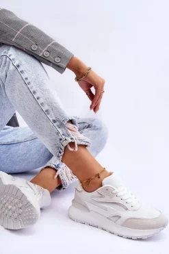 Damskie Buty Sportowe Na Platformie Białe Henley