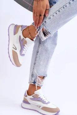 Damskie Buty Sportowe Na Platformie Biało-Fioletowe Henley