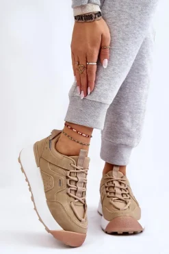 Damskie Buty Sportowe Na Platformie Beżowe Dakari