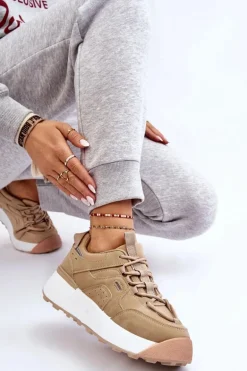 Damskie Buty Sportowe Na Platformie Beżowe Dakari
