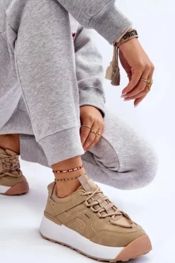 Damskie Buty Sportowe Na Platformie Beżowe Dakari