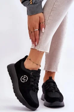 Damskie Buty Sportowe Na Platformie Czarne Aisha