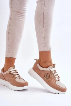 Damskie Buty Sportowe Na Platformie Beżowe Aisha