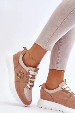 Damskie Buty Sportowe Na Platformie Beżowe Aisha