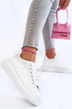 Damskie Buty Sportowe Na Platformie Białe Eliso