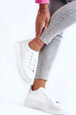 Damskie Buty Sportowe Na Platformie Białe Eliso