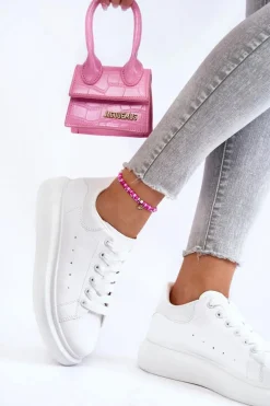 Damskie Buty Sportowe Na Platformie Białe Eliso