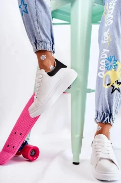 Damskie Buty Sportowe Na Platformie Biało-Czarne Eliso