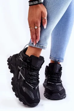 Damskie Buty Sportowe Na Masywnej Platformie Big Star KK274387 Czarne