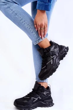 Damskie Buty Sportowe Na Masywnej Platformie Big Star KK274387 Czarne