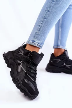 Damskie Buty Sportowe Na Masywnej Platformie Big Star KK274387 Czarne