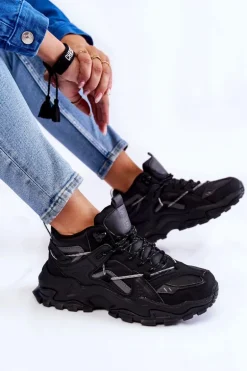 Damskie Buty Sportowe Na Masywnej Platformie Big Star KK274387 Czarne