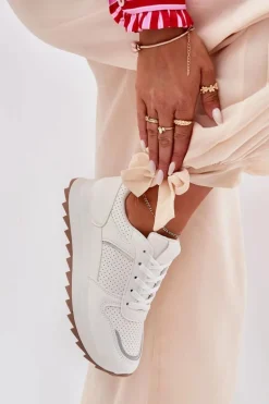 Damskie Buty Sportowe Na Platformie Białe Yandia