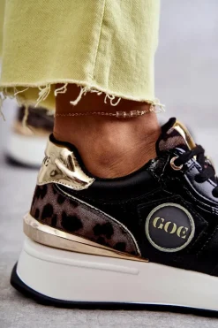 Damskie Buty Sportowe Na Koturnie GOE KK2N4085 Czarne