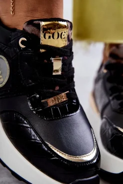 Damskie Buty Sportowe Na Koturnie GOE KK2N4085 Czarne