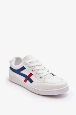 Damskie Buty Sportowe Niskie z Paskami Białe Alemessa