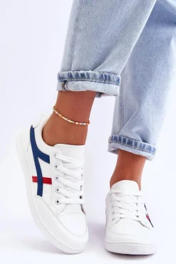 Damskie Buty Sportowe Niskie z Paskami Białe Alemessa