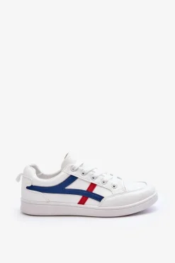 Damskie Buty Sportowe Niskie z Paskami Białe Alemessa