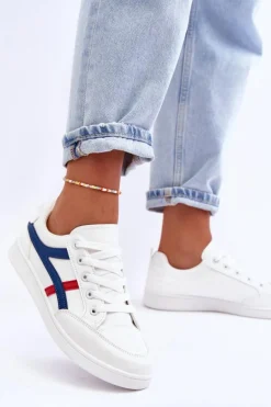 Damskie Buty Sportowe Niskie z Paskami Białe Alemessa