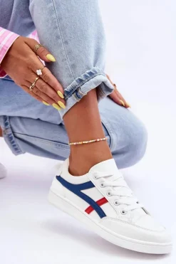 Damskie Buty Sportowe Niskie z Paskami Białe Alemessa