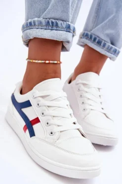 Damskie Buty Sportowe Niskie z Paskami Białe Alemessa