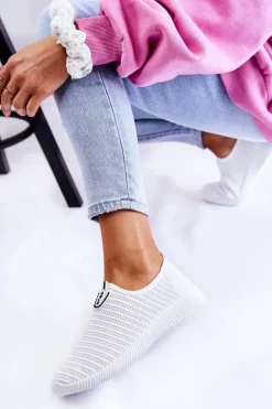Damskie Buty Sportowe Slip-On Białe Charlien