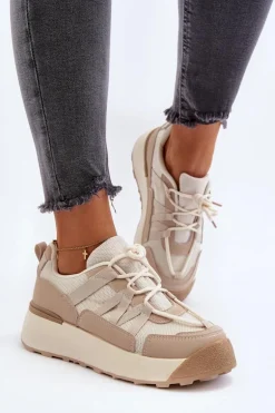 Damskie Buty Sportowe Sneakersy Beżowe Phyrena