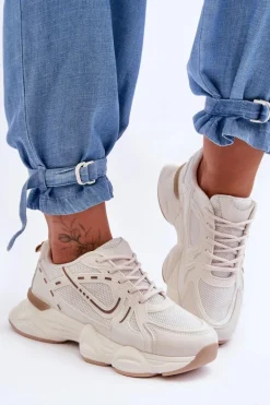 Damskie Buty Sportowe Sneakersy Beżowe Feluci