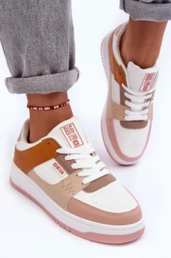 Damskie Buty Sportowe Sneakersy Big Star MM274355 Brązowo-Różowe
