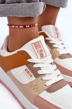 Damskie Buty Sportowe Sneakersy Big Star MM274355 Brązowo-Różowe