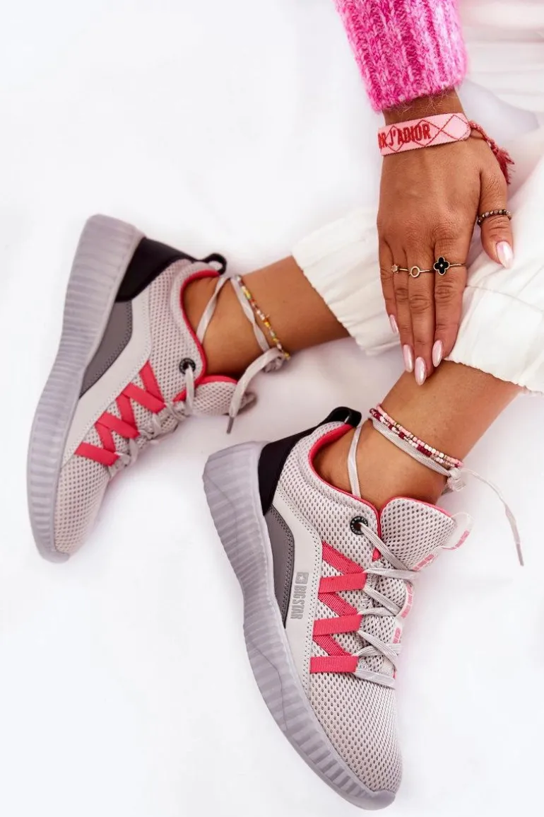 Damskie Buty Sportowe Sneakersy Big Star KK274060 Szare