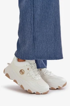 Damskie Buty Sportowe Sznurowane Ocieplane Na Platformie Białe Verioras