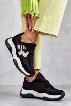 Damskie Buty Sportowe Wiązane Czarne Tolea